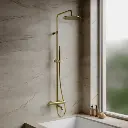 Y Aufputz-Badewannensystem mit Thermostat Messing gebürstet (BSB)