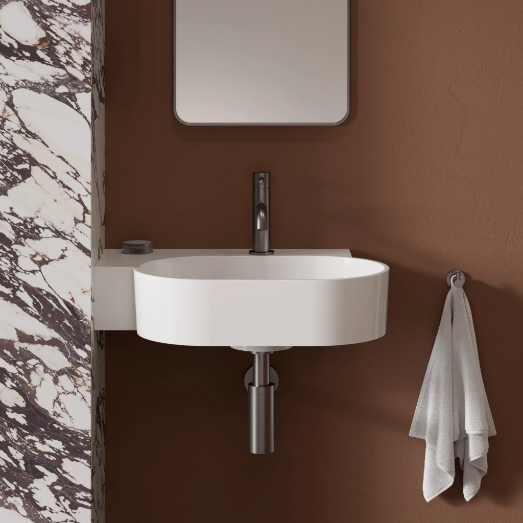 OVO M+ Aufsatz- und Wandwaschtisch - links,Weiß glänzend (BP)55 x 36 cm OVO555UWLBP