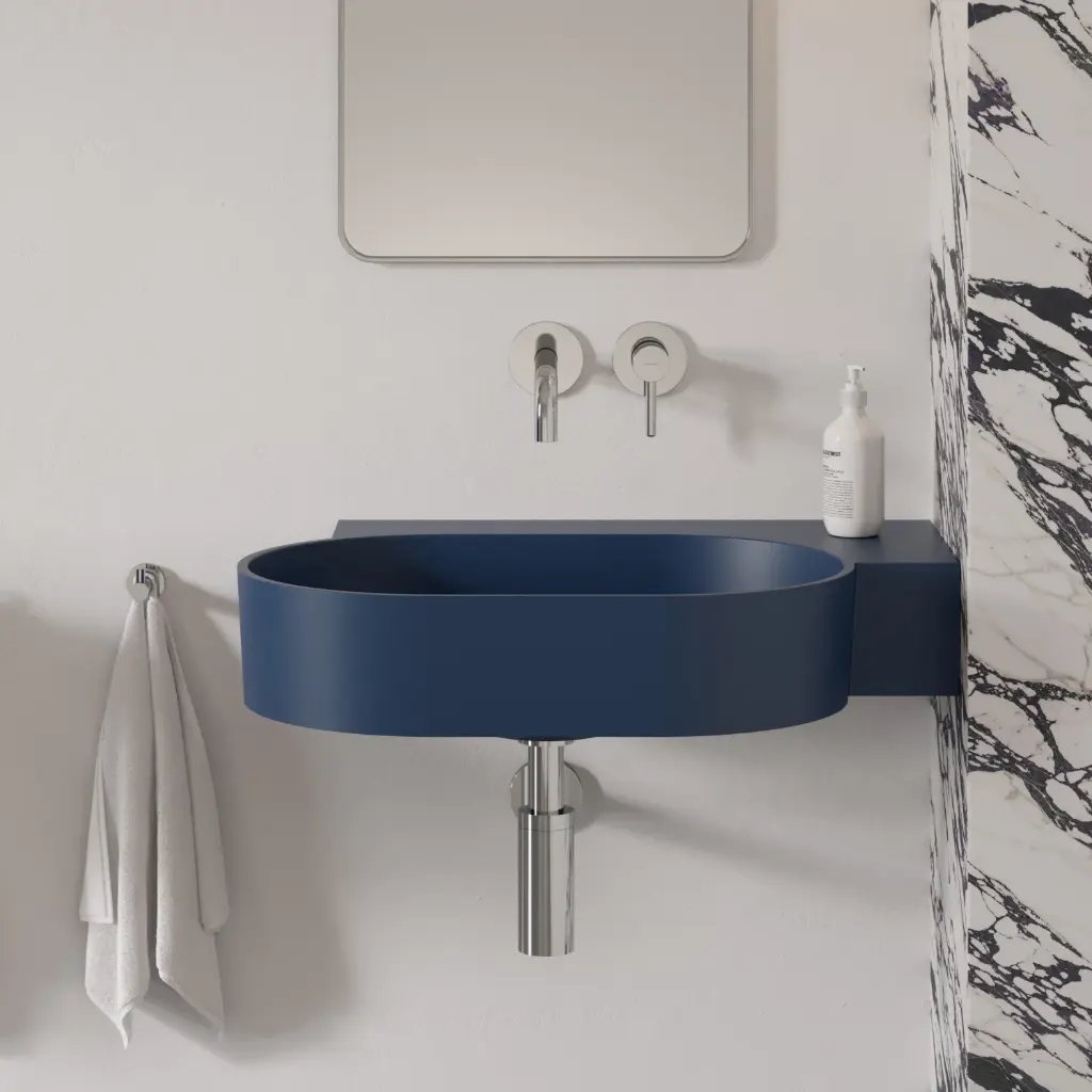 OVO M+ Aufsatz- und Wandwaschtisch - rechts,Midnight blue matt (MB)64 x 44 cm OVO645UWPMB