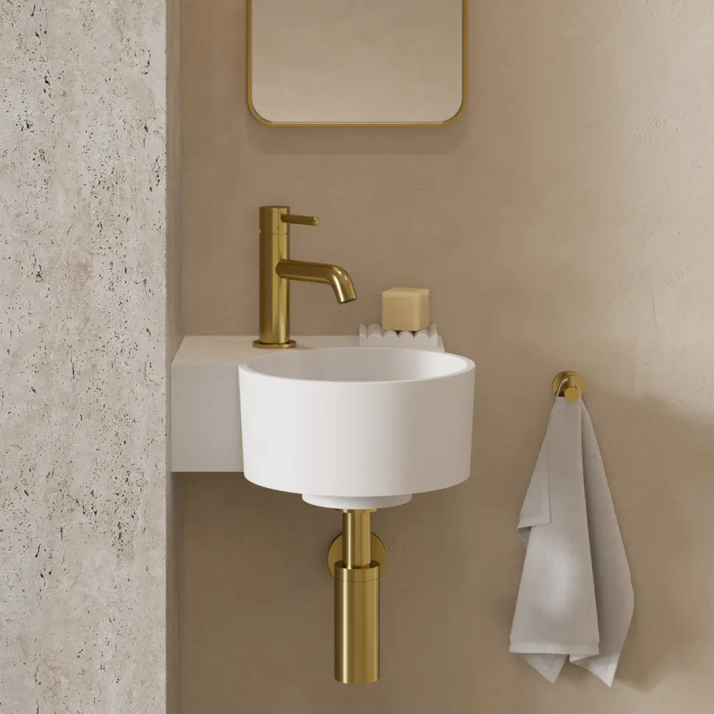 OVO M+ Aufsatz- und Wandwaschtisch - links,Weiß matt (BM)33 x 34 cm OVO335UWLBM