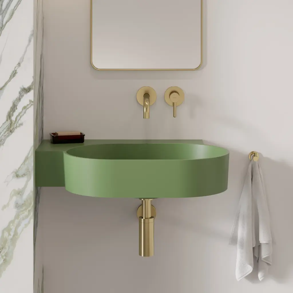 OVO M+ Aufsatz- und Wandwaschtisch - links,Olive matt (OL)64 x 44 cm OVO645UWLOL