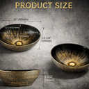 Design-Waschschale aus Keramik – Oval 40,5 × 33,5 × 14 cm, Vintage-Gold 