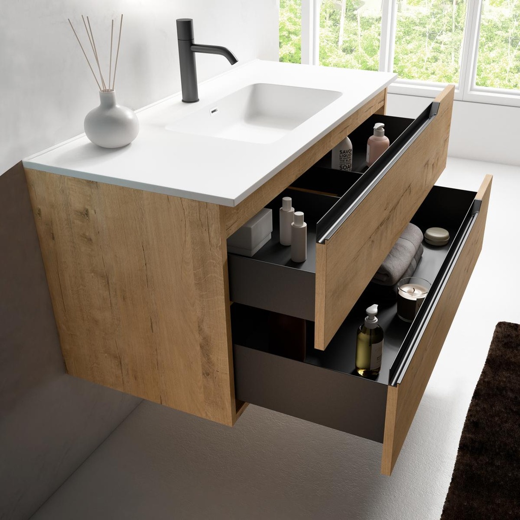 DUO-Schrank 100 x 45 x 54 cm. 2 Hängeschubladen, Farbe: Sand CD100.N