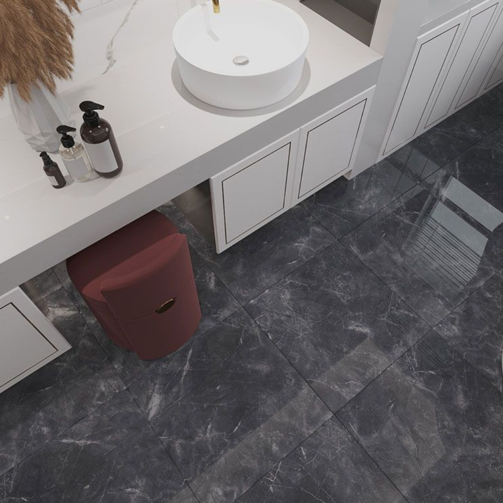 100x100cm Pulpis Nero Hochglanz 8mm 