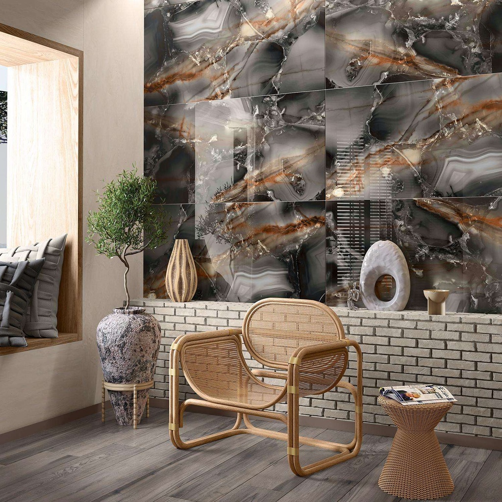 60x120cm Divina Onyx Black Hochglanz 9mm