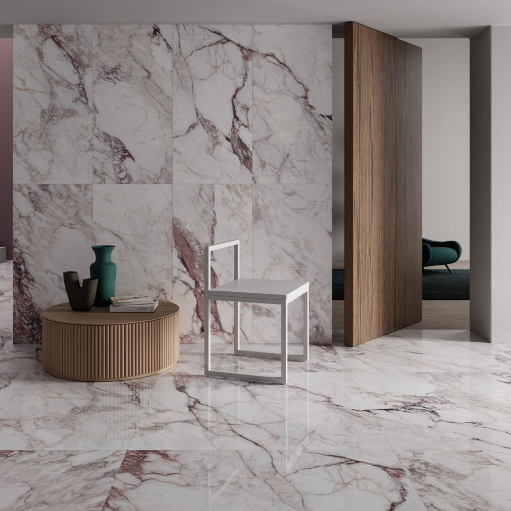 120x278cm Supernova Calacatta Pink Hochglanz  6mm 