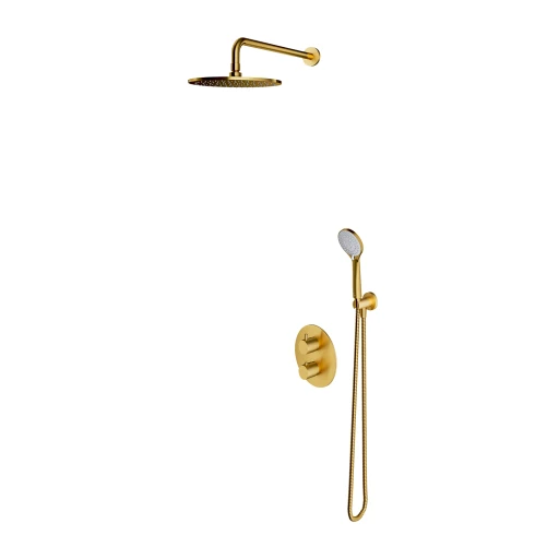 Y Unterputz-Duschsystem mit Thermostat Gold gebürstetet (GLB) SYSYT05GLB