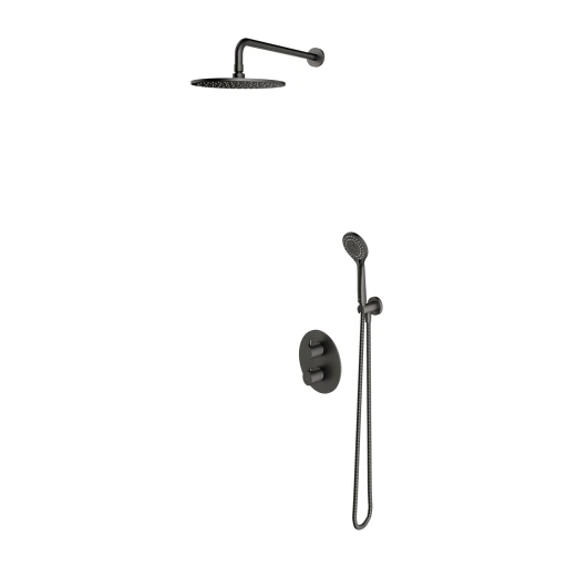 Unterputz-Duschsystem mit Thermostat Graphit gebürstet (GR)