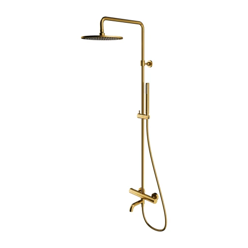 Y Aufputz-Badewannensystem mit Thermostat Gold gebürstetet (GLB)