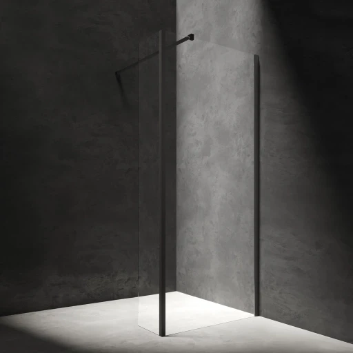Marina Walk-in-Dusche, mit Seitenwand, 100 x 30 cm Schwarz matt / klarglas (BLMTR) MA1030BLTR