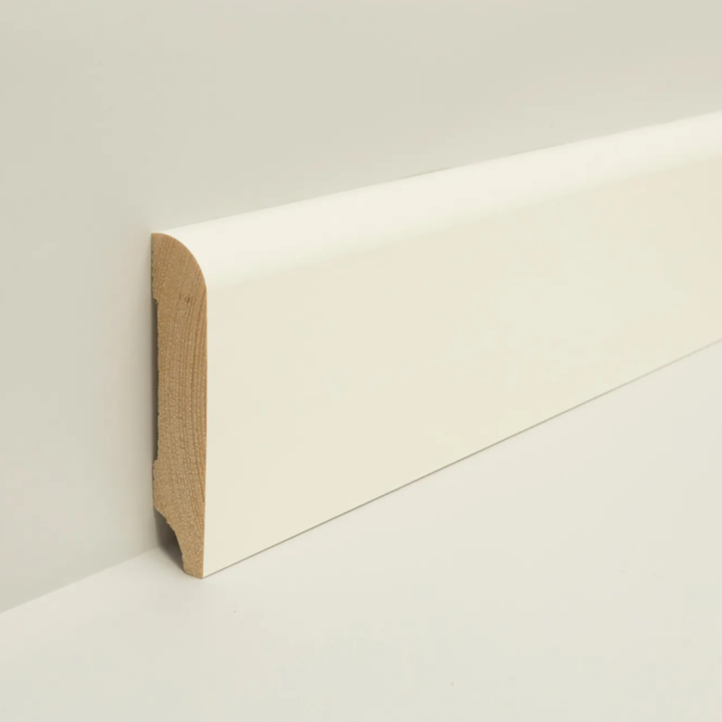 Sockelleiste Kiefer Weiß Lackiert WL10 18x80mm weiß RUND #606NEU (SB606)