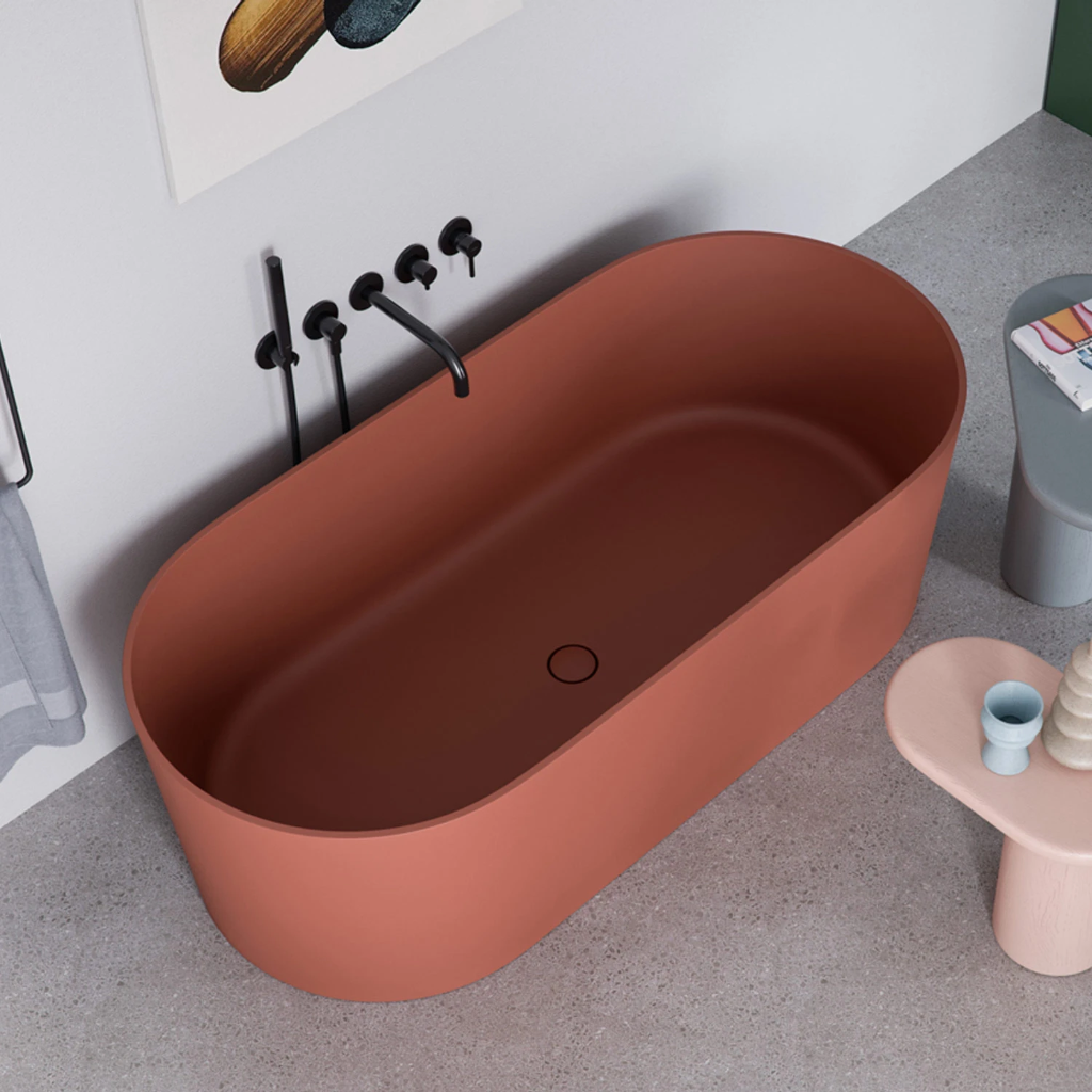 OVO M+ Freistehende Badewanne, 160 x 75 cm, Terracotta matt (TE) OVOWWTE