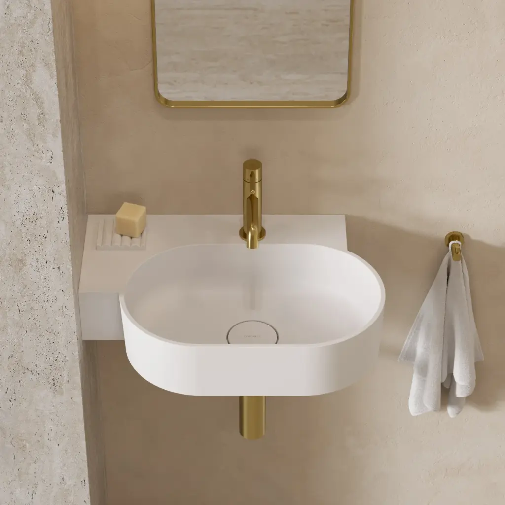 OVO M+ Aufsatz- und Wandwaschtisch - links, 55 x 36 cm