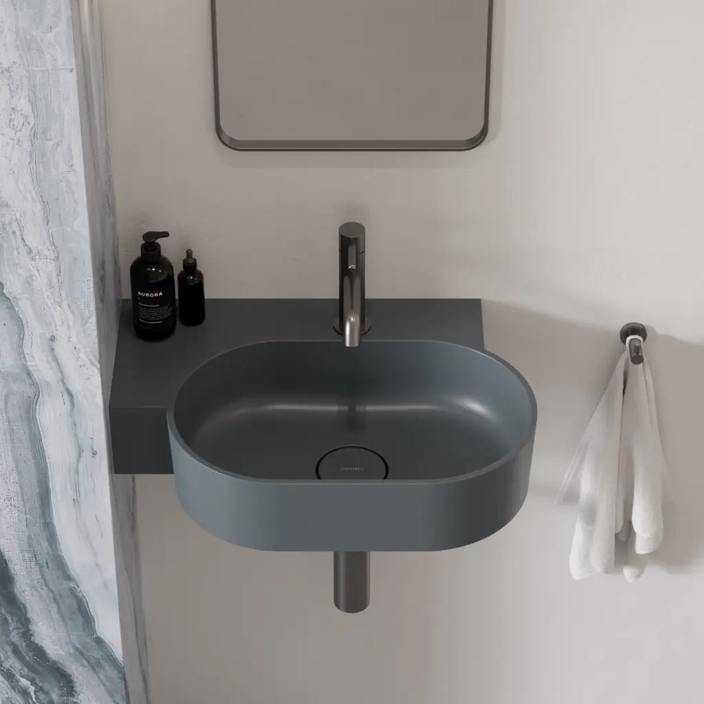 OVO M+ Aufsatz- und Wandwaschtisch - links,55 x 36 cm Ash grey matt (AG) OVO555UWLAG