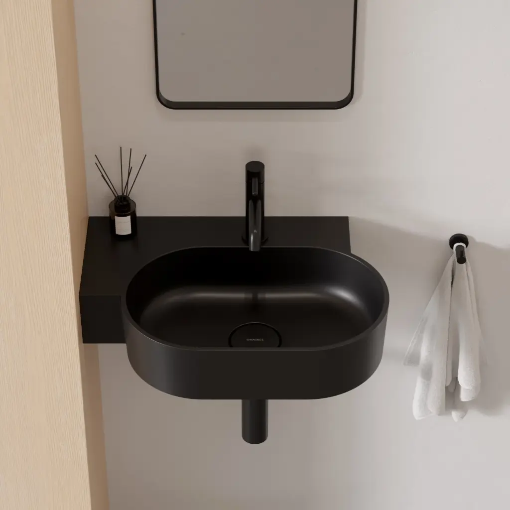 OVO M+ Aufsatz- und Wandwaschtisch - links,Black lava matt (BLV)55 x 36 cm OVO555UWLBLV