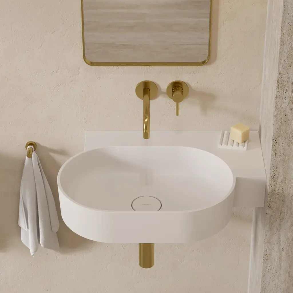 OVO M+ Aufsatz- und Wandwaschtisch - rechts,  Weiß matt (BM)64 x 44 cm OVO645UWPBM