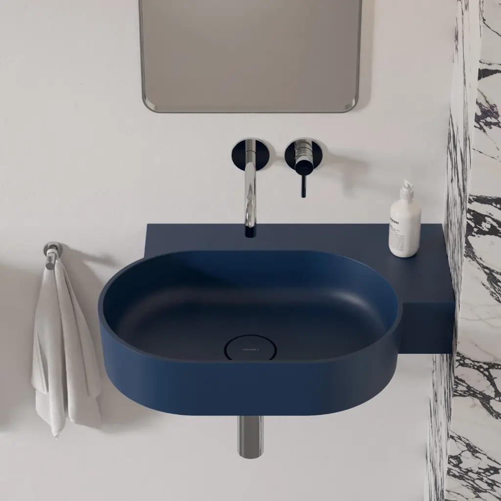 OVO M+ Aufsatz- und Wandwaschtisch - rechts,64 x 44 cm Midnight blue matt (MB) OVO645UWPMB