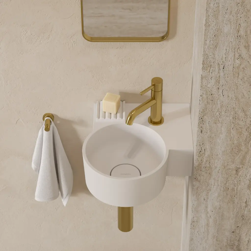 OVO M+ Aufsatz- und Wandwaschtisch - rechts,Weiß matt (BM)33 x 34 cm OVO335UWPBM