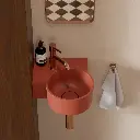 OVO M+ Aufsatz- und Wandwaschtisch - links,33 x 34 Terracotta matt (TE) OVO335UWLTE
