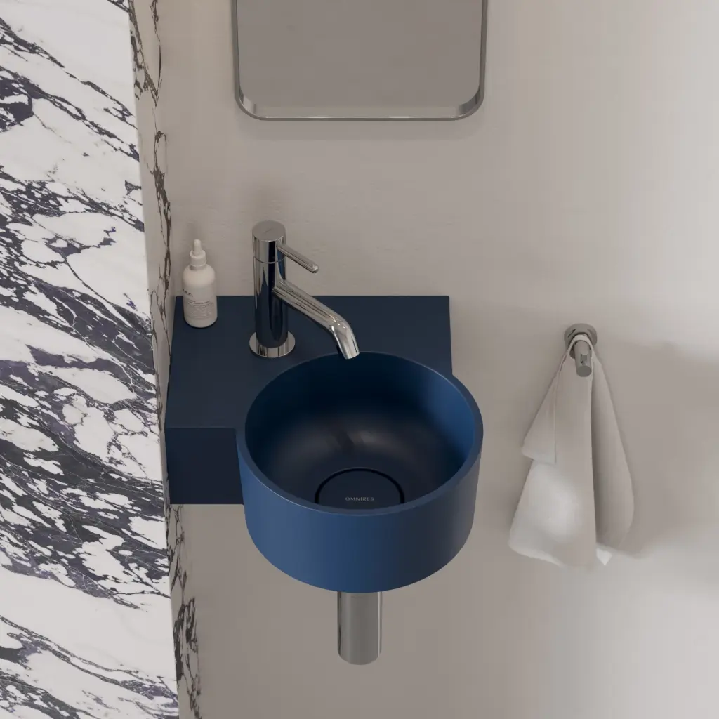 OVO M+ Aufsatz- und Wandwaschtisch - links,Midnight blue matt (MB)33 x 34 cm OVO335UWLMB