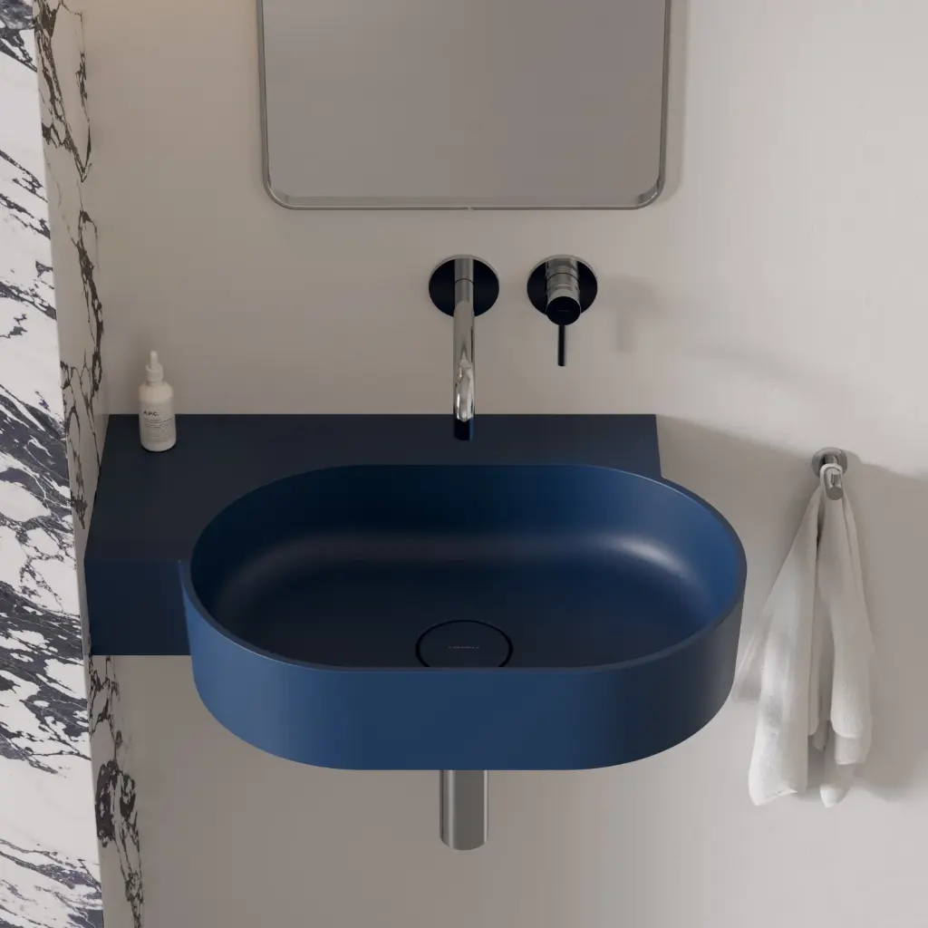 OVO M+ Aufsatz- und Wandwaschtisch - links,Midnight blue matt (MB)64 x 44 cm OVO645UWLMB