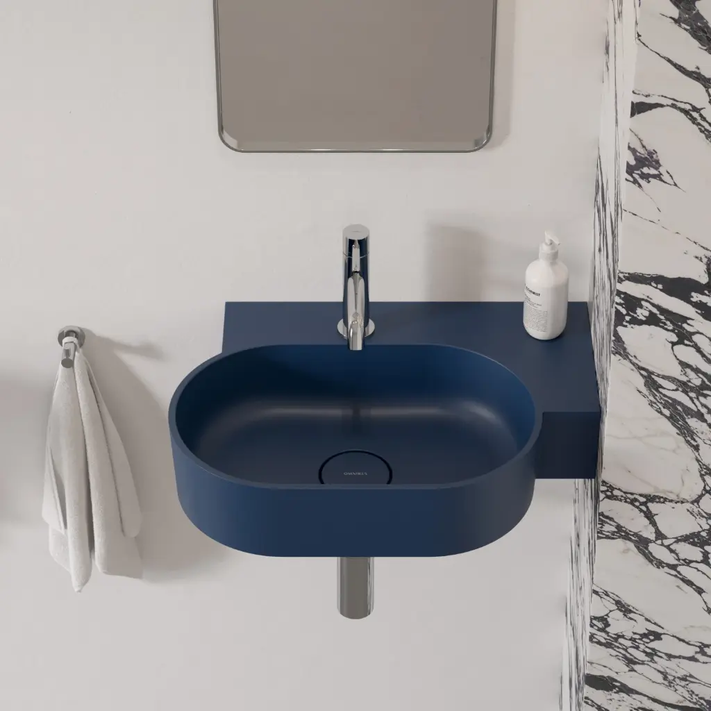 OVO M+ Aufsatz- und Wandwaschtisch - rechts,55 x 36 cm Midnight blue matt (MB) OVO555UWPMB