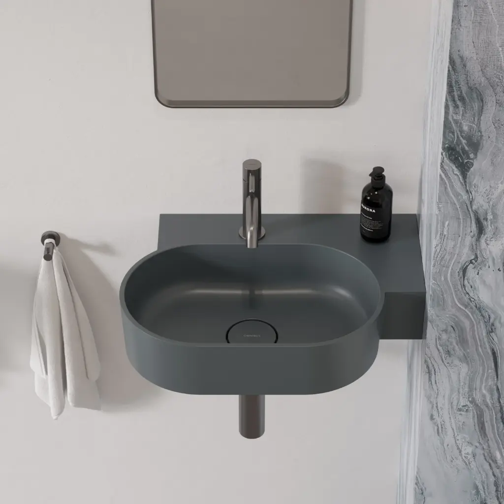 OVO M+ Aufsatz- und Wandwaschtisch - rechts,Ash grey matt (AG)55 x 36 cm OVO555UWPAG