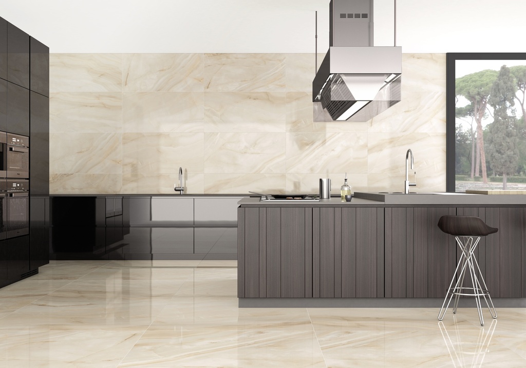 120x120cm Rodas Light Beige Hochglanz 