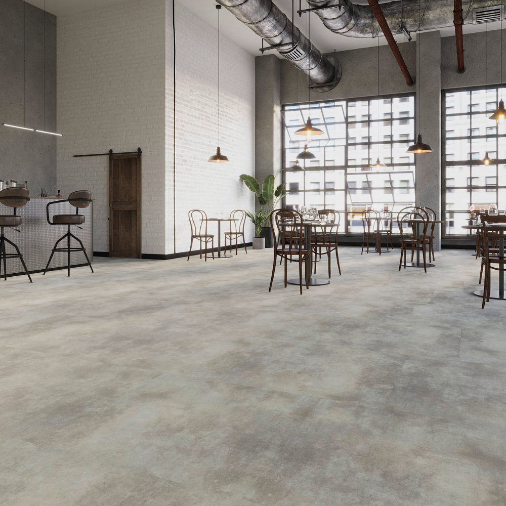 DESIGN 555  Industrial Concrete Light Click 607 6,0mm/NS 0.55mm Joka Designböden 555 Rigid Board m. IXPE