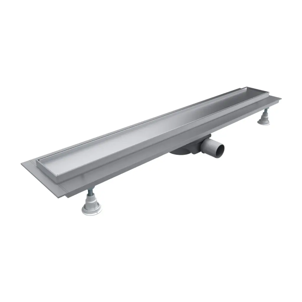  Lowfix Duschrinne mit befliesbarer Blende, 90 cm Silber seidenmatt (SL) LOWFIX90TSL