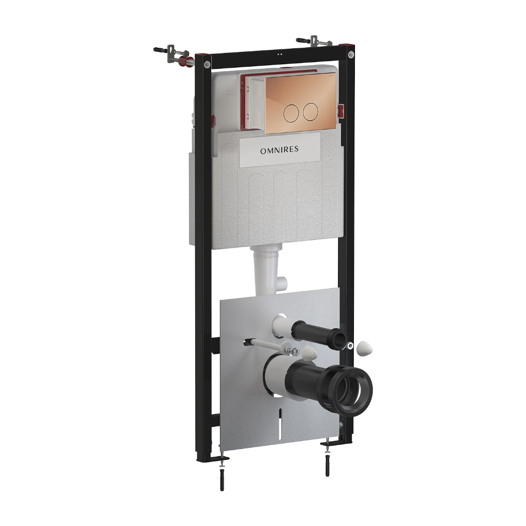 STRONGFRAME Vorwandelement mit ECO-Spülung + MINIMAL WC-Betätigungsplatte STFWCECO1M-RCP Kupfer Poliert