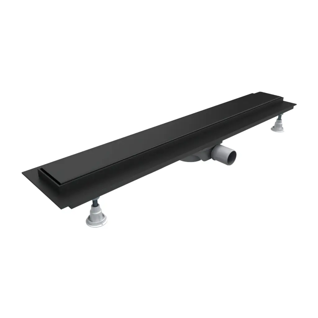 Lowfix Duschrinne mit Vollblende, 100 cm Schwarz seidenmatt (BLH) LOWFIX100GBL