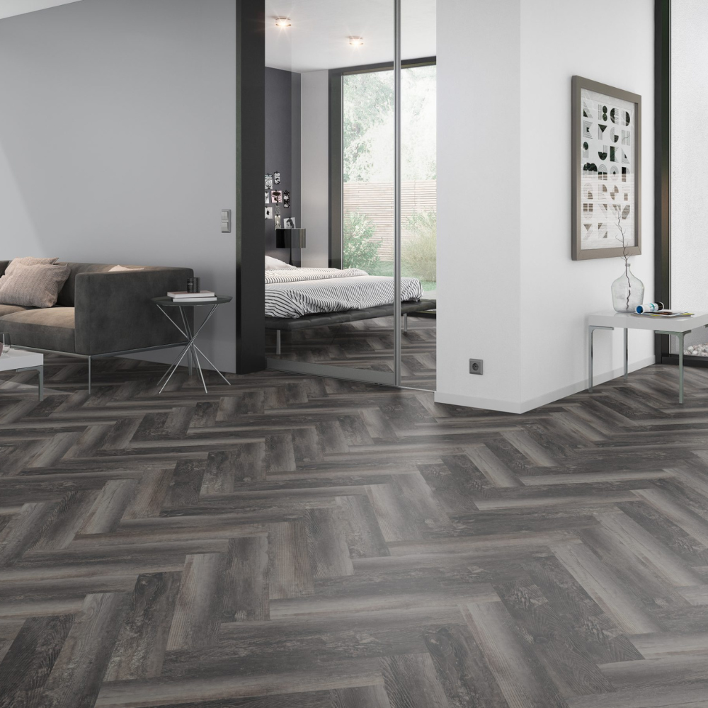Fischgrät Klebe Vinyl Smoked Pine Black 120x600x2,5mm (OFD-055-269)