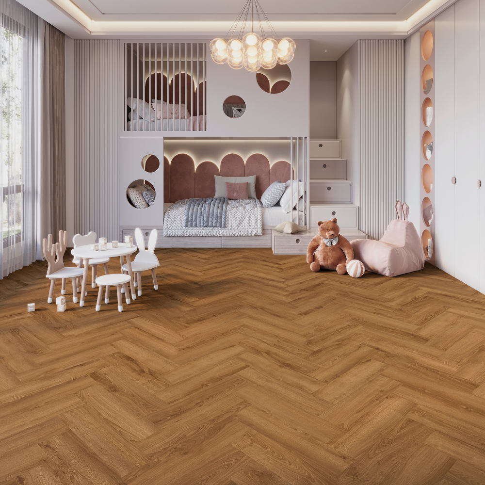 DESIGN 555 Evolut Herringbone 5105 Cognac Oak Klebe Vinyl 2,5mm/NS 0,55  63,2 cm x 15,8 cm