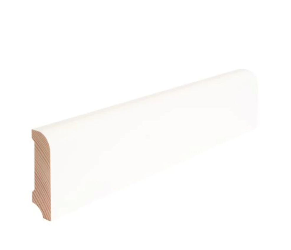 Sockelleiste Kiefer weiß Lackiert WL10 18x58mm weiß RUND #609NEU (SB609)