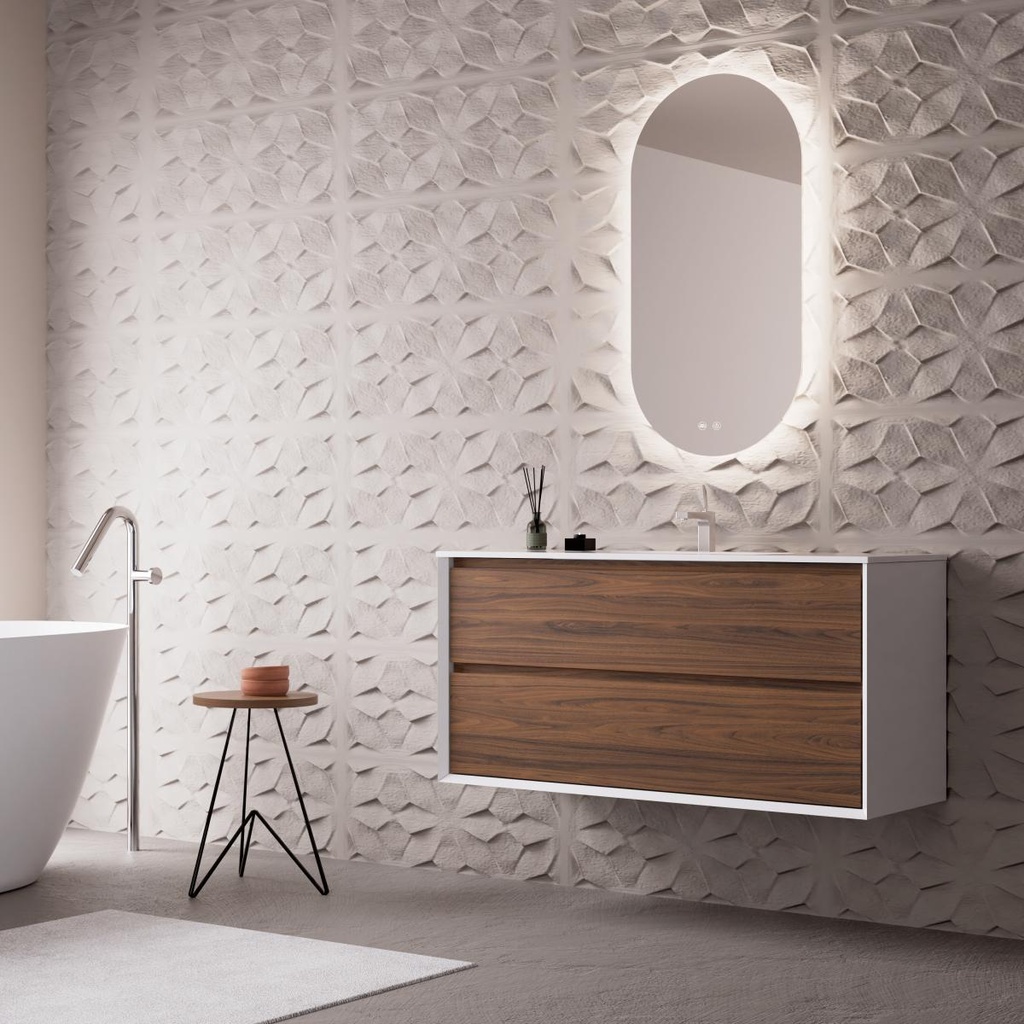 Schrank „Tablero Marino COOL“, 80 x 45 x 54 cm, 2 hängende Schubladen, mattweiß/Nussbaum CL.080.WNOGAL 