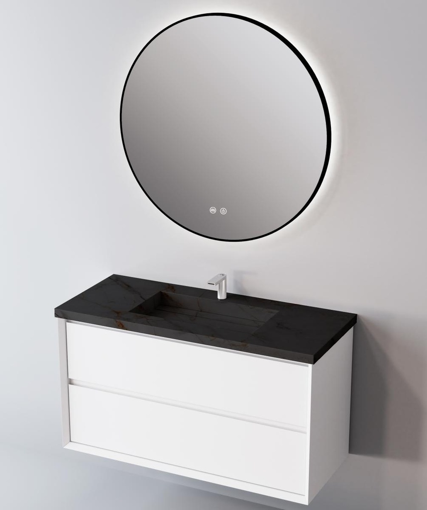 Integrierte Arbeitsplatte aus Feinsteinzeug von Lanic. Breite 101 cm. Allure Black EL.101.C.N